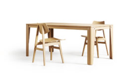 1_Pilotis Ply Table 180cm natural oak with 1960 Wood Chairs natural oak